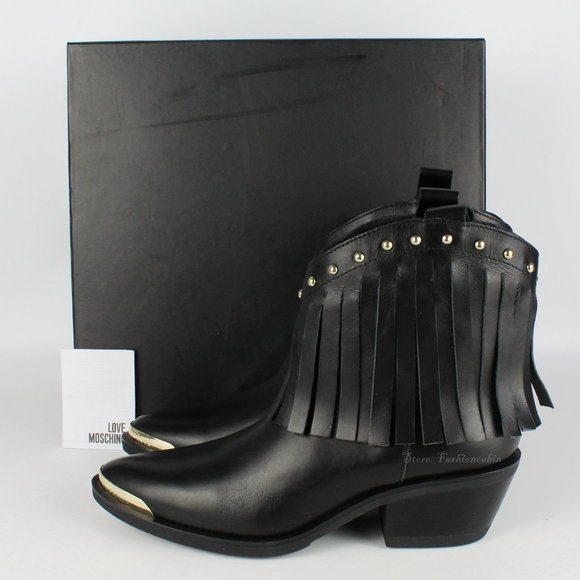 NEW LOVE MOSCHINO Fringe Western Boot - Picture 1 of 15